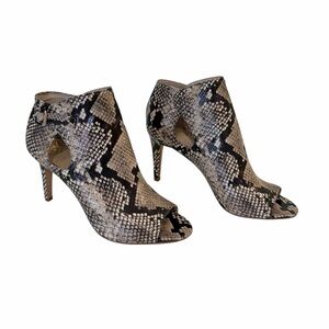 Vince Camuto Snakeskin Open-Toe Heels Leather Upper Like New Size 10